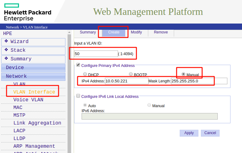 Creating a VLAN Interface on the Switch. This tells the switch to route VLAN traffic and by assigning the switch an IP address, we are also defining the gateway for that VLAN.