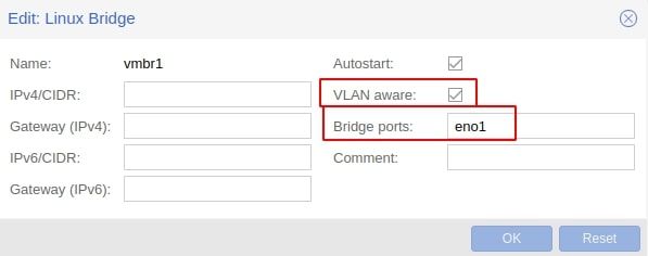 Creating a new "VLAN aware" Linux Bridge in Proxmox